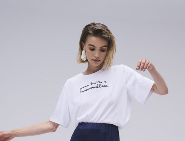 H2O-t-shirt con scritta blu