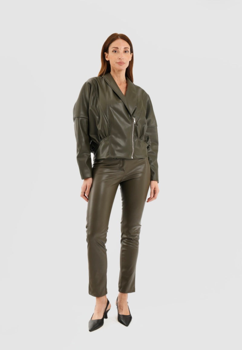 HAVEONE-pantalone in ecopelle dritto