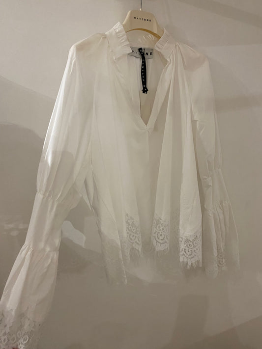 HAVEONE-camicia in cotone con pizzo