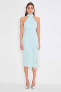 SILENCE LIMITED-halter plume dress