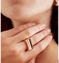 RING ENAMELLED SQUARE WHITE GOLD ACC. INOS.
