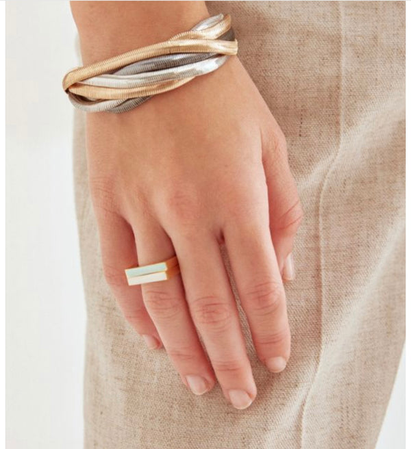 RING ENAMELLED SQUARE WHITE GOLD ACC. INOS.
